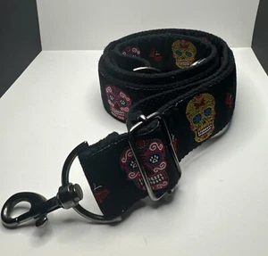 BAG STRAP Day of the Dead Pattern, Adjustable, Removable Pre-Owned - Picture 1 of 4