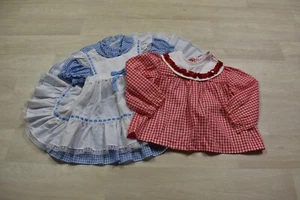 Vintage Dress & Shirt Lot Girl Baby 24 Months Christmas Gingham Check w/Pinafore - Picture 1 of 12