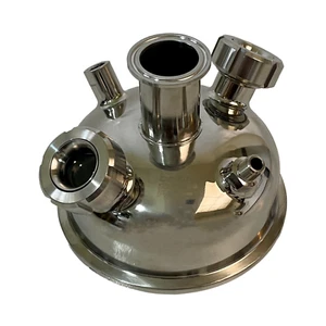6" Tri Clamp Lid w/ 2x 1" Sight Glasses, 1x 1.5" Tri clamp, 1x 1/4" MNPT, 1x 1/4 - Picture 1 of 4