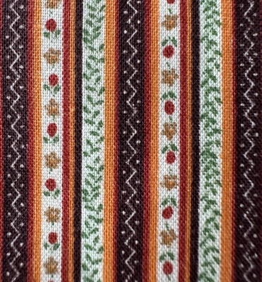 VTG Mini Floral Stripe Fabric Green Orange Brown Cotton Spring Mills 29"L x 44" - Image 1 of 4