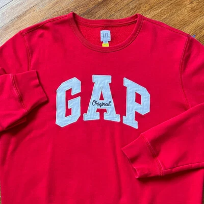Sudadera De Colección GAP Hombres Mediana Roja Spellout Polar Pullover Universitario Preppy Y2K Foto 1 de 4