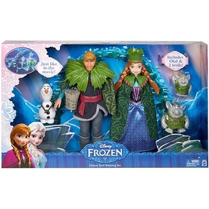 DISNEY FROZEN DOLL BIG BOX DELUXE TROLL WEDDING SET WITH OLAF & 2 TROLLS NEW - Picture 1 of 2