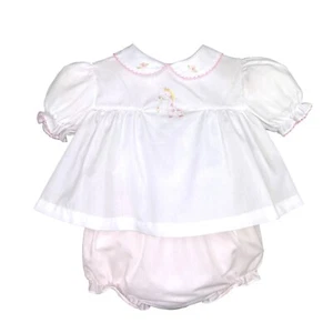 NWT Petit Ami White Pink 3p Giraffe Diaper Dress Set Preemie & Hat Baby Girls 00 - Picture 1 of 2
