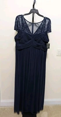 Marina Women’s Plus Navy Blue Long Maxi Sequin Formal Dress Size 20W $209 - Image 1 of 4