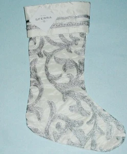 Sferra Prancer Christmas Stocking Silver Metallic Embroidery & Pearly Beads New - Picture 1 of 3