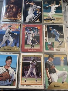 SAN FRANCISCO GIANTS LOT OF 360 BASEBALL CARDS TOPPS UPPER DECK SCORE,FLEER LEAF