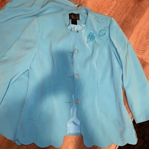 St Anthony Anthony Sicari Women’s Two-piece skirt suit Size 16 TURQUOISE BLUE - Picture 1 of 9