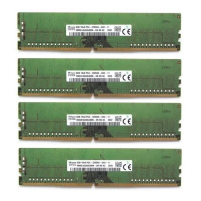 Hynix 32GB (4X8GB) DDR4 3200MHz PC4-25600 1RX8 UDIMM Memory Ram HMA81GU6DJR8N-XN - Image 1 of 4
