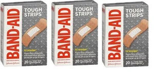 Band-Aid Brand Tough Strips Adhesive Bandage 20 Counts X 3 Packs - Picture 1 of 1
