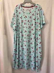 New Joyspun Women Cherries Nightshirt Nightgown Blue Many sizes - Picture 1 of 3
