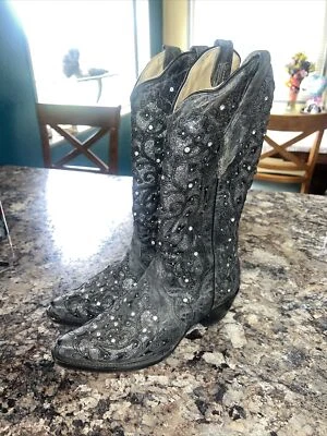Corral Boots Studded Glitter Cowboy  Women’s Grey A3672 Size 9.5 (Worn Once) - Image 1 of 4