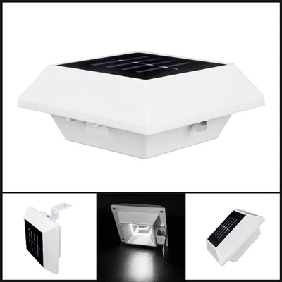 Square LED Solar Powered Light Outdoor Garden Security Wall Fence Gutter Light - Image 1 of 4