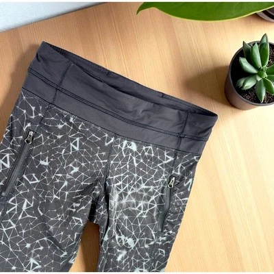 Lululemon Leggings Women 8 Gray Geometric Performance Gym Lounge Run Pockets - Image 1 of 4