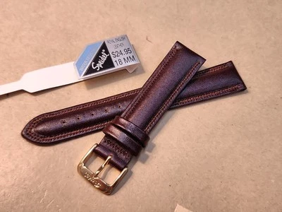 Vintage NOS Speidel 18R Brown Padded Stitched Royal English Leather Watch Band  - Image 1 of 4