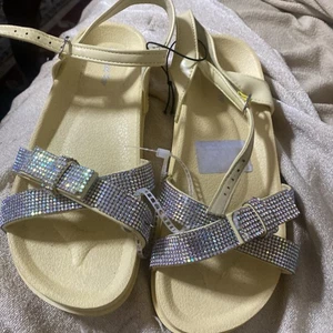 Lucky Top Marke Mädchen Silber Kristall Steine Sandalen Kinder Neu Gr. 3 Neu - Bild 1 von 6