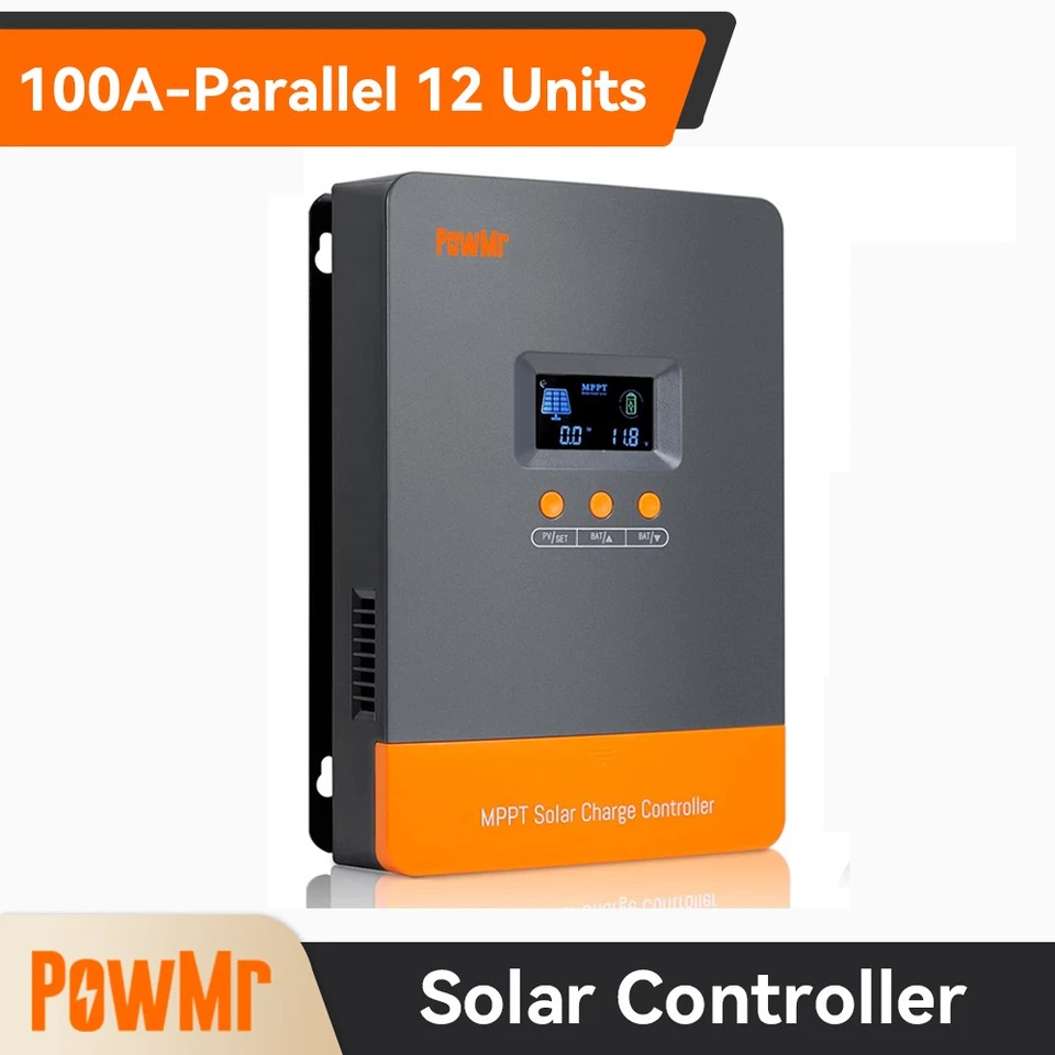 POWMR 100A MPPT Solar Battery Panel Charge Controller 12V/24V/36V/48V Auto Parallel 12