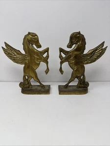 Vintage Pegasus Brass Book Ends Set Of 2 - Picture 1 of 11