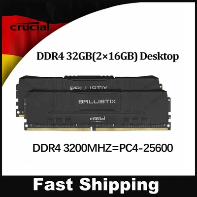 Crucial Ballistix DDR4 32GB(2×16GB) RAM 3200 MHZ PC4-25600 Desktop Speicher NEW - Bild 1 von 4