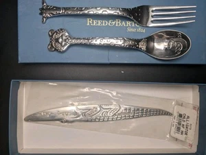 REED & BARTON Vintage Silver Safari Child 3 pc set Silverplate EUC & Knife NIP - Bild 1 von 13