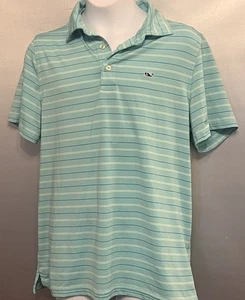 Vineyard Vines Golf Polo Performance Stripe blue/ Green Youth Boys Large 16 - Picture 1 of 3