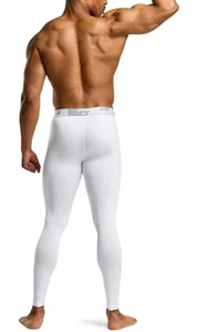 Tsla Men's Compression Tights Pants Baselayer White Bottom Size Large - Picture 1 of 3