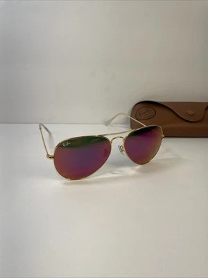 Gafas de sol Ray-Ban Aviator RB3025 58m marco dorado y lente flash rosa amarillo 112/1Q Foto 1 de 4