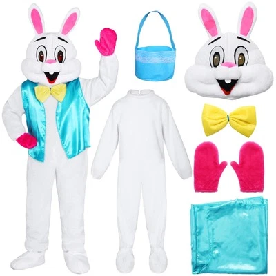 Easter Bunny Costume Adult,6 Pcs Easter Rabbit Bunny Suit Mascot Fancy Dress - Image 1 of 4