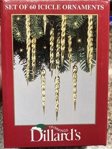 Juego De 60 Adornos De Árbol Decoración Navidad Hielo Vintage Dillard's - Imagen 1 de 6