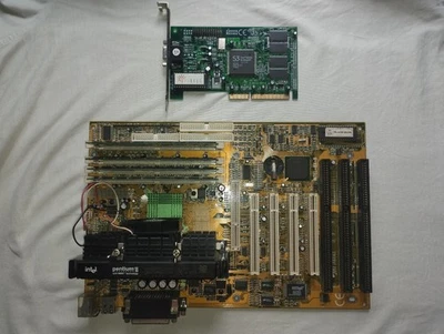 RARE Full Yes Intel 8244BX-S Pentium II 333Mh 256MB S3 Trio 3D i440BX ISA Slot1  - Imagen 1 de 4