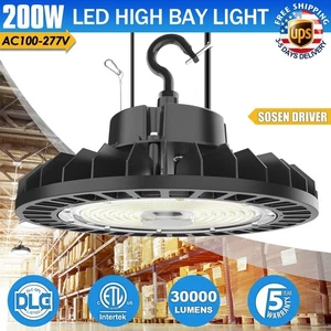 Sosen Driver 200W UFO LED High Bay Light Dimmable Commercial Fixture UL DLC List - Picture 1 of 9