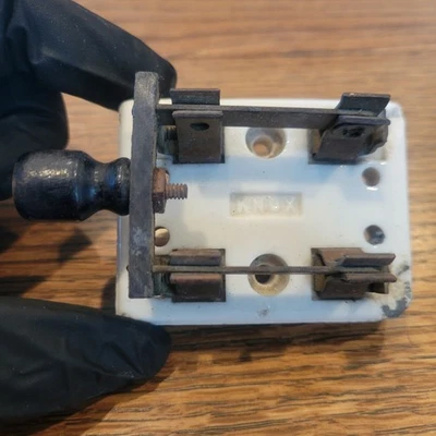 Старинный винтажный фарфоровый нож переключатель Knox 1521 телеграфный телефон  - Изображение 1 из 4