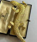 Vintage Gold Tone Large Lizard Brooch