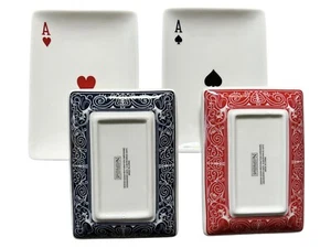 RESTORATION HARDWARE Playing Card Appetizer Snack Plates 4x6 Aces Poker Party - Picture 1 of 7
