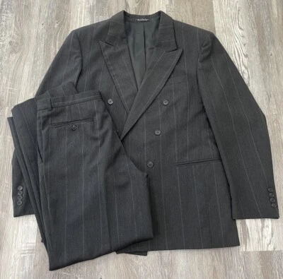 Traje Ron Chereskin Hombre R43 Pantalones 37/30 Gris Carbón Rayas Foto 1 de 4