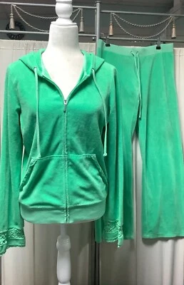 Juicy Couture Crochet Ribete Cremallera Sudadera con Capucha Tiro Bajo Pierna Recta Pantalones 32 x 30 M Foto 1 de 4