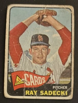 Tarjeta de béisbol 1965 Topps Ray Sadecki #230 Cardinals Pitcher pobre arrugado O/C Foto 1 de 2