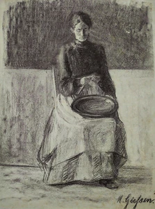 Kliefert-Gießen, Mathilde (1887 Pries/Kiel–1978 Stralsund) "Sitzende Frau..."  - Bild 1 von 8