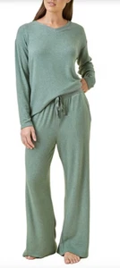 Papinelle Feather Knit Long Sleeve V-Neck Long Pajama Set M - Picture 1 of 5