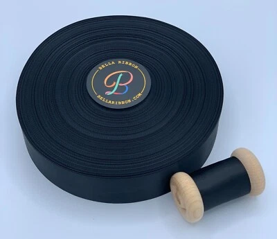 Black 100 yards SATIN RIBBON for Crafts/Parties/Weddings/Decorations/Hairbows - Image 1 of 3