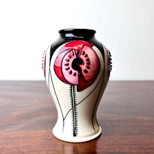 Moorcroft Cinco Red Vase 65/6 Shape by Nicola Slaney
