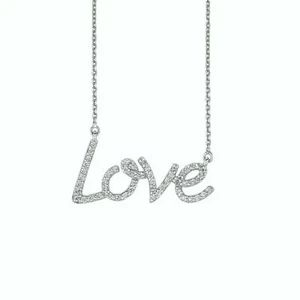 0.50 Carat Natural Diamond Love Necklace Pendant 14K White Gold G SI 18 inches - Picture 1 of 1