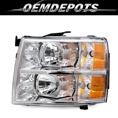 Conjunto de faros cromados para conductor izquierdo Chevy Silverado 1500 2500HD 2007-2014 Foto 1 de 4