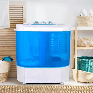 Portable Compact Washing Machine 10lbs Twin Tub Washer Spin Dryer Gravity Drain - Picture 1 of 13