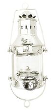 Nickel Brass Table Lantern Glass Oil Lamp 11 inch Collectible Home Decor MT