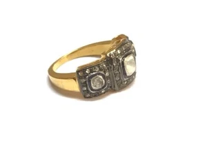 Polki Diamond Ring 925 Sterling Silver Handmade Victorian Ring Gift For Her - Picture 1 of 3