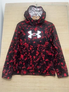 Under Armour Hoodie Youth Small Red Camo Logo Pullover Sweatshirt Boys - Picture 1 of 2