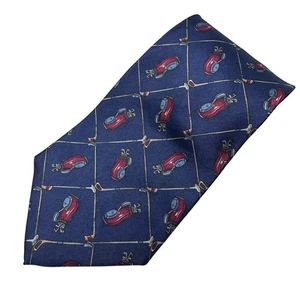 Corbata Burt Pulitzer azul marino estampado golf 100% seda - Imagen 1 de 3