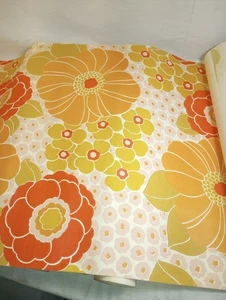 1960s Vintage WallPaper Roll Retro Mod Flowers In Pink Tones Lancel #3231 C - Picture 1 of 8