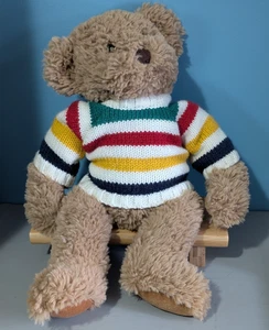 Hudson Bay Company Teddy Bear 11" Plush Brown w/ Sweater HBC Stripes Tail Tag - Bild 1 von 11