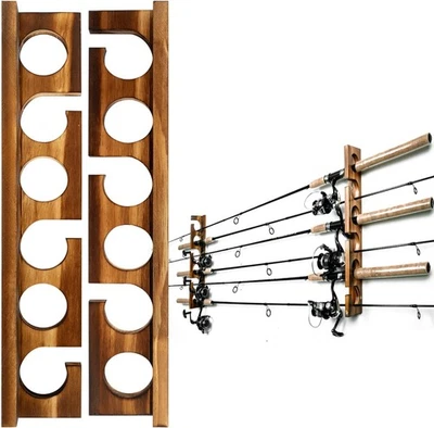 Ghosthorn tiene capacidad para 6 cañas caña de pescar bastidores de pared o 1 juego, marrón  Foto 1 de 4